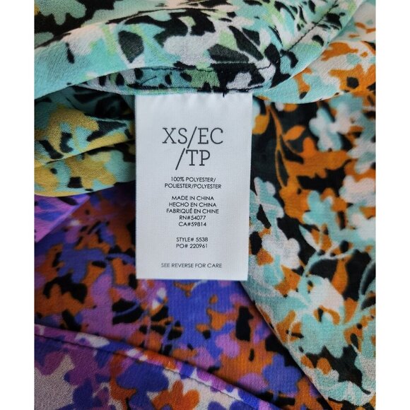 Multicolor Sleeveless Floral Print V-Neck Blouse Top XS - Picture 3 of 3